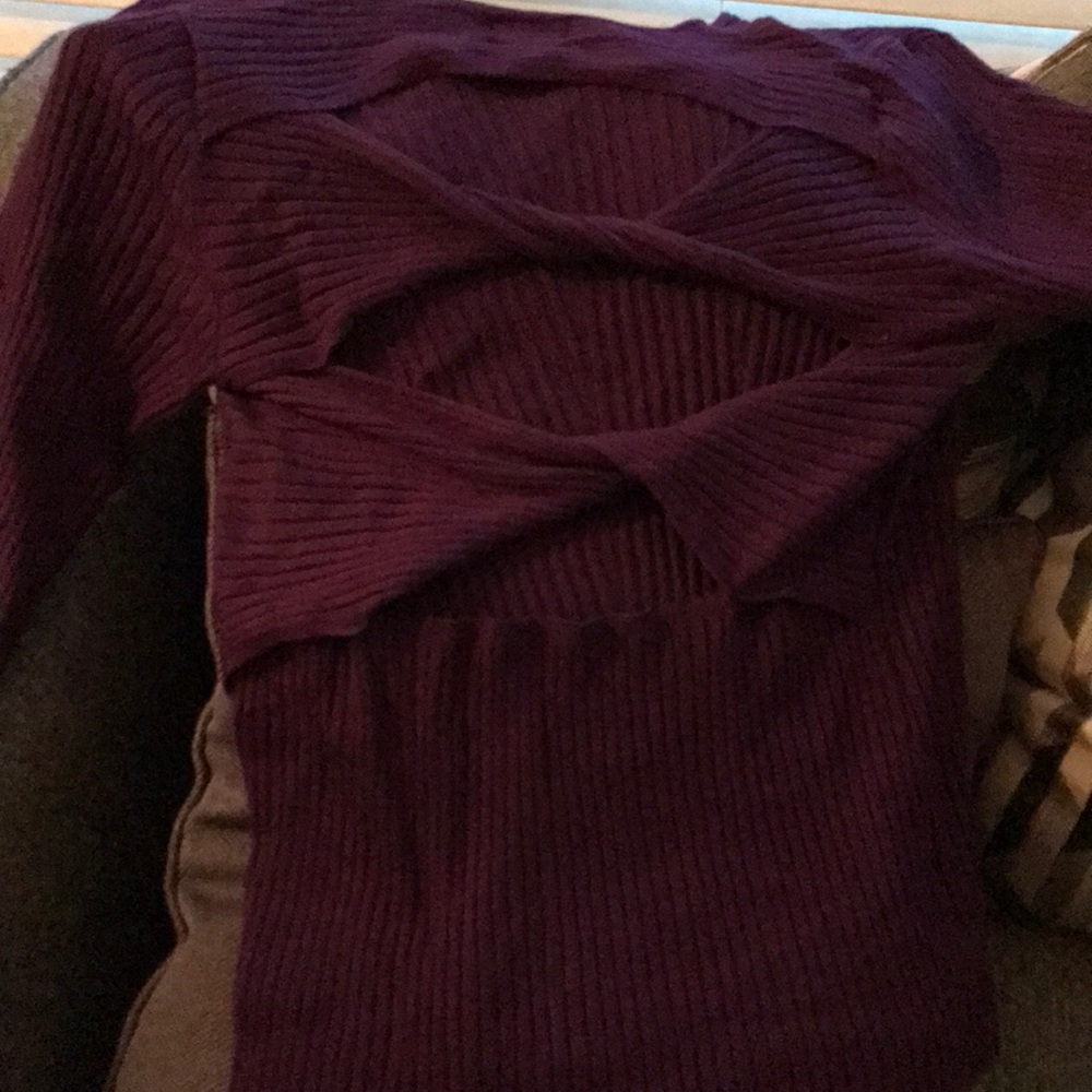 FUTURE COLLECTIVE Twist Open Back Pullover Knit Sweater Kahlana Barfield